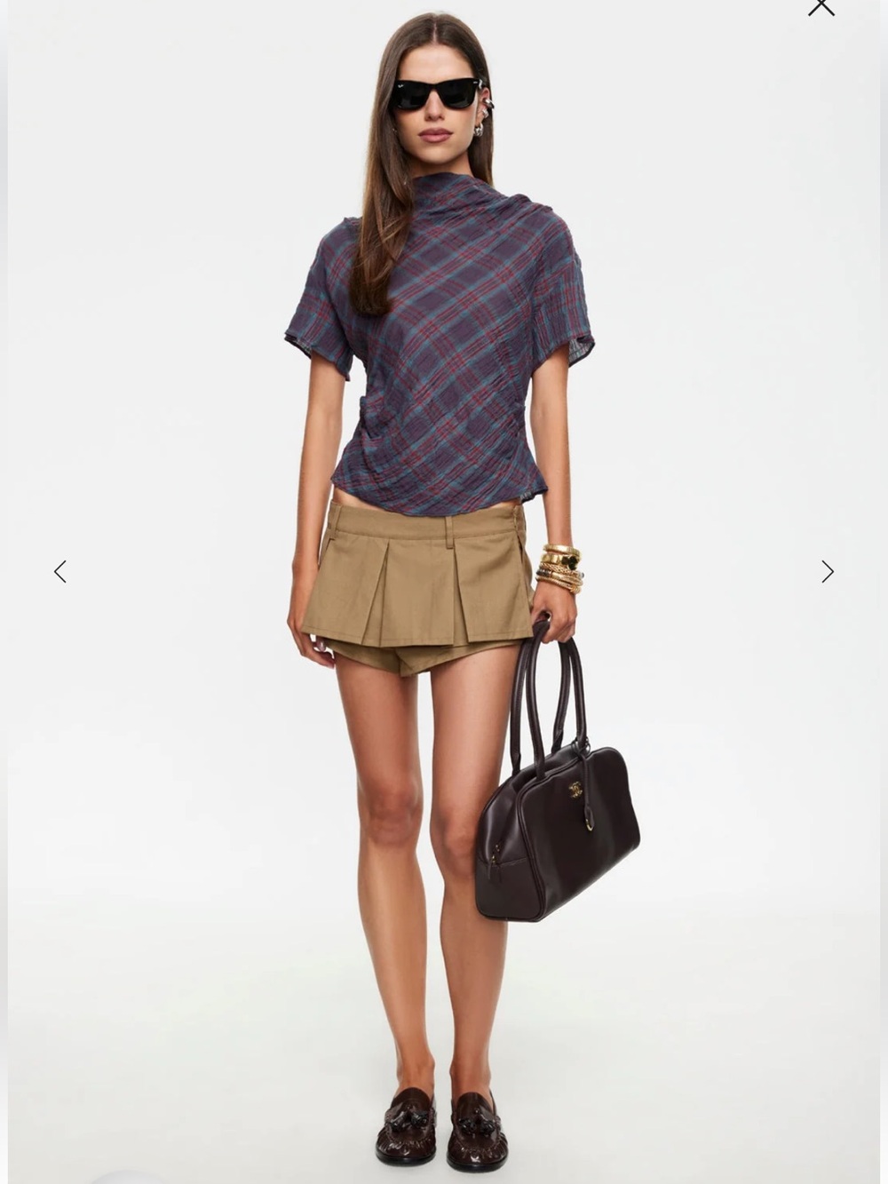 Lioness Khaki Pleated Skort in Tan